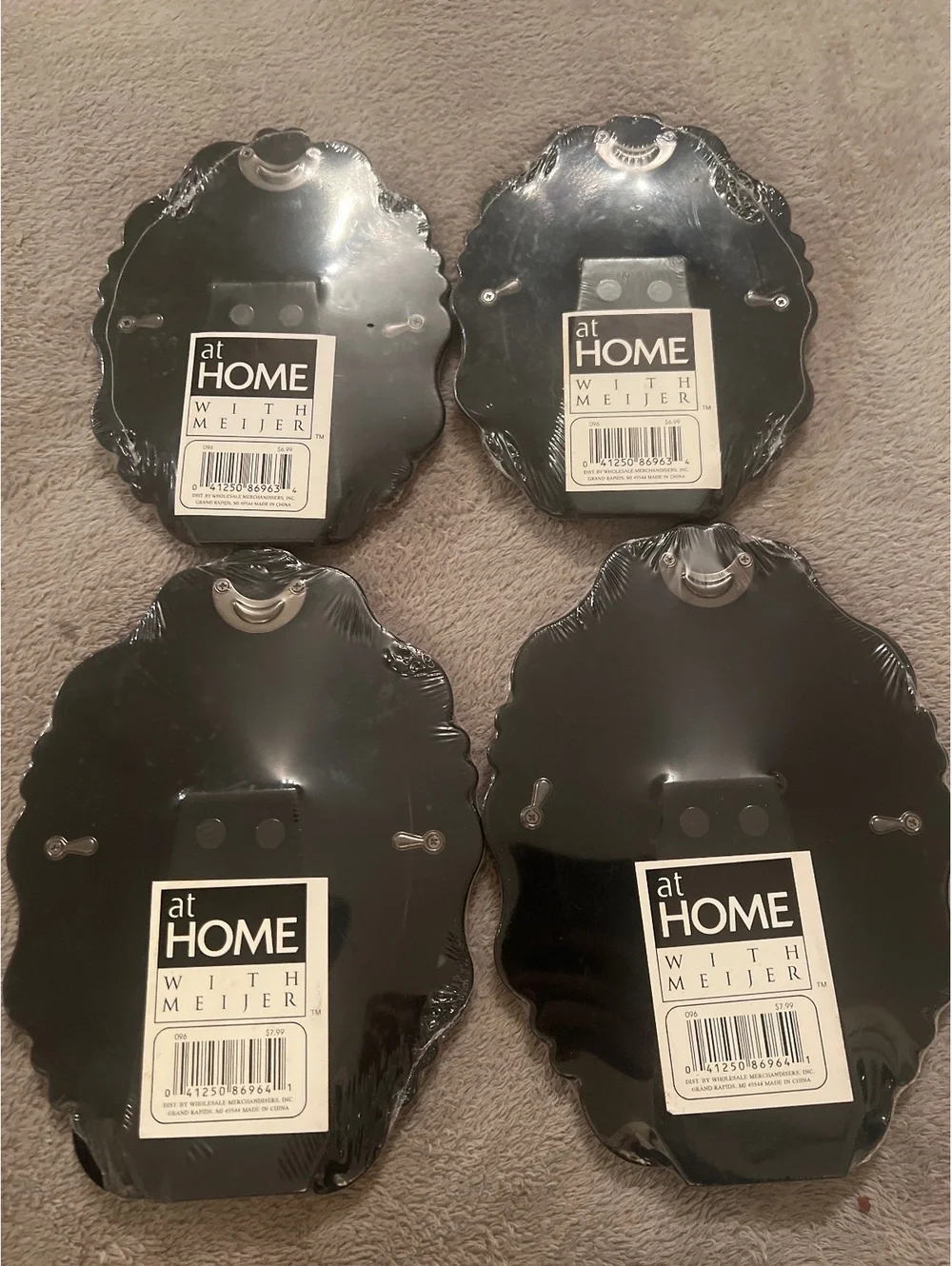 Set of 4 Pewter Finish Oval Photo Frames - 3.5x5 and 4x6 Sizes